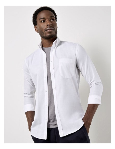 KUS-KK184-Men`s Slim Fit Workwear Oxford Shirt Long Sleeve 2